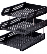 得力9209三層文件盤(黑)