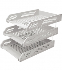 齊心B2060超省錢塑料三層文件盤灰*5