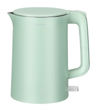 齊心LC-202雙層全鋼防燙電熱水壺 薄荷綠 1.7L