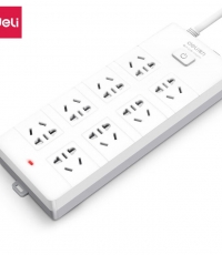 得力18170-03插座_8組_3米_PVC袋裝(白)