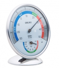 得力9011室內溫濕度計(銀色)