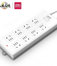 得力18262-02插座_8組_2米_PVC袋裝(白)