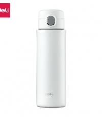 得力LL609彈蓋保溫杯420ml（白）