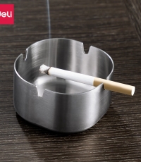 得力LQ170不銹鋼本色煙灰缸8cm（小號）