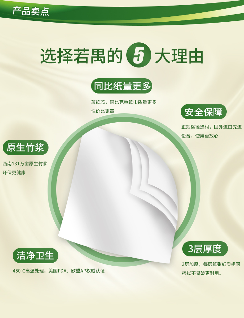 若禺QC560/RZ002三層平紋珍寶紙 衛(wèi)生紙 200米*12卷